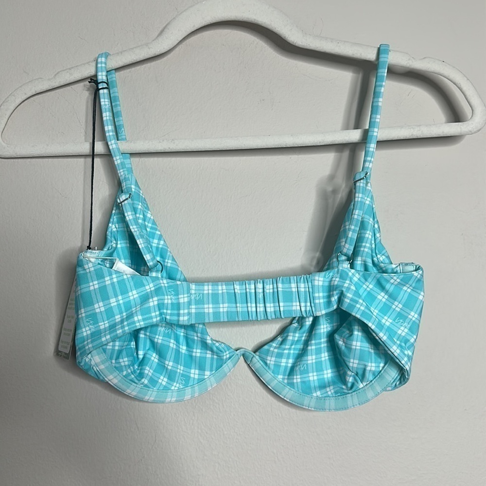 VDM The Label Heidi check light blue underwire bikini top NWT - Picture 5 of 6